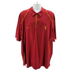 NIKE USC Trojans Mens 3XL Shirt Polo Cardinal Red Yellow Short Sleeve Logo